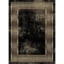 فرش ماشینی نارسیس طرح مدرن کد 8035 رنگ زمینه مشکی طلایی فاقد خواب