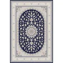 فرش ماشینی مدرن نارسیس طرح کلاسیک کد 9015 رنگ زمینه سرمه ای فاقد خواب