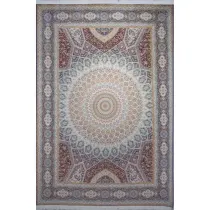 فرش 1500 شانه ابریشم نما آراد تراکم 4500 مدل گنبدی زمینه کاربنی