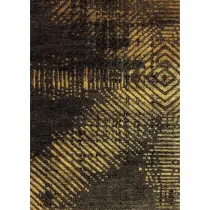 فرش ماشینی مینیمال هانوکس طرح لوز مشکی زرد کد HANM.0020.1
