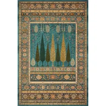 فرش ماشینی مدرن هانوکس طرح درخت کرم آبی کد L288