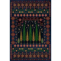 فرش ماشینی مدرن هانوکس طرح درخت سرمه ای کد L288