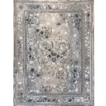 فرش 1200 شانه وزرا تراکم 3600 طرح شاهکار وینتیج رنگ زمینه نقره ای