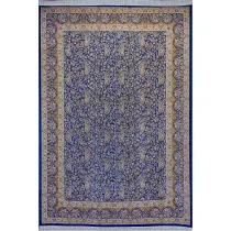 فرش 1500 شانه ابریشم نما آراد تراکم 4500 مدل بته جقه زمینه کاربنی
