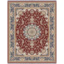 فرش 1500 شانه ابریشم نما آراد تراکم 4500 مدل خطیبی زمینه لاکی