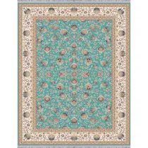 فرش 1500 شانه ابریشم نما آراد تراکم 4500 مدل نگاره زمینه آبی روشن