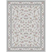 فرش 1200 شانه نگین فیروزه مدل رز زمینه نقره ای