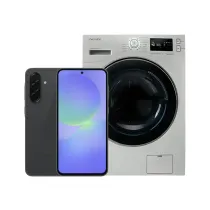 پک ویژه طلایی گوشی موبايل سامسونگ Galaxy A36 مشکی ظرفیت 256 گیگابایت رم 8 گیگابایت - ویتنام و ماشین لباسشویی نقره ای 9 کیلویی دوو