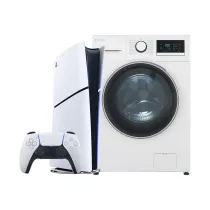 پک ویژه طلایی کنسول PlayStation 5 Slim - 2116B دیجیتال و ماشین لباسشویی سفید 8 کیلویی اسنوا سری آرین