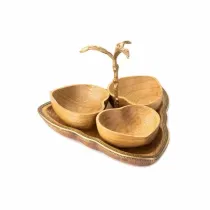 اردو خوری چوب و برنج گلدکیش طرح گلدن برد مدل 829416