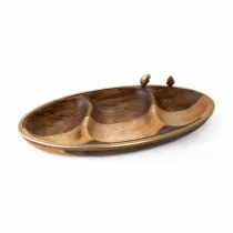 اردو خوری چوب و برنج گلدکیش طرح گلدن برد مدل 829438