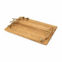 سینی چوب و برنج گلدکیش طرح گلدن برد مدل 829464