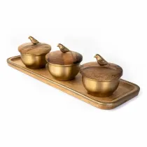 اردو خوری چوب و برنج گلدکیش طرح گلدن برد مدل 829474