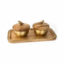 اردو خوری چوب و برنج گلدکیش طرح گلدن برد مدل 829476
