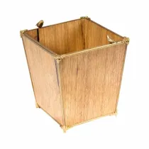 سطل زباله چوب و برنج گلدکیش طرح گلدن برد مدل 829601