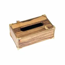 جا دستمال کاغذی چوب و برنج گلدکیش طرح گلدن برد مدل 829602