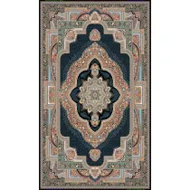 فرش 700 شانه اکرولیک آنا تراکم 2550 گالری کلاسیک نقشه باغ معلق سرمه ای