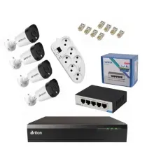 پکیج دوربین مداربسته دید درشب 4 عددی رنگی برایتون مدل IP 2MP 4K تحت شبکه