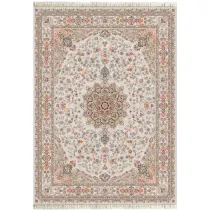 فرش 1200 شانه اکریلیک رخ بافت تراکم 3600 مدل اطلس زمینه نقره ای