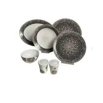 سرویس چینی 6 نفره گلدن هورس گل برجسته bone china مشکی 27 پارچه کد 80389-B