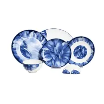 سرویس چینی 6 نفره پرسل گل برجسته bone china گل آبی 27 پارچه کد 90118-B