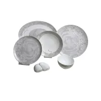 سرویس چینی 6 نفره پرسل bone china طوسی 27 پارچه کد 90111-CU