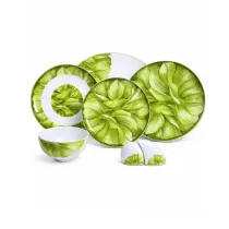 سرویس چینی 6 نفره پرسل گل برجسته bone china گل سبز 27 پارچه کد 90118-GRE