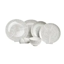 سرویس چینی 6 نفره پرسل گل برجسته bone china طوسی 27 پارچه کد 90069-P