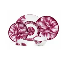 سرویس چینی 6 نفره پرسل گل برجسته bone china گل بنفش 27 پارچه کد 90118-P