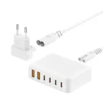 هاب شارژر رومیزی 60 وات بودی مدل AC318EW با 6 پورت به همراه کابل 1.5 متری