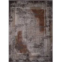 فرش 1200 شانه اکرلیک گل برجسته ایده آل تراکم 3600 کد 7187 وینتیج گلکسی زمینه صدفی نقره ای