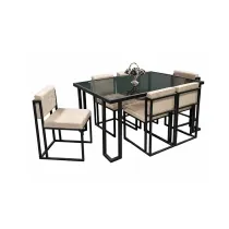 میز ناهار خوری  برند جی اچ فلزی شیشه ای