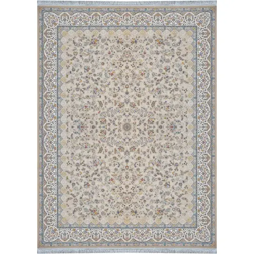 فرش 1500 شانه طرح باغ رز زمینه بژ
