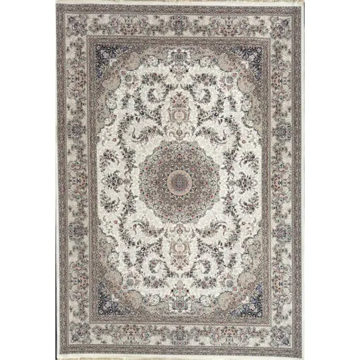 فرش 1200 شانه اکرلیک طرح زمرد زمینه کرم