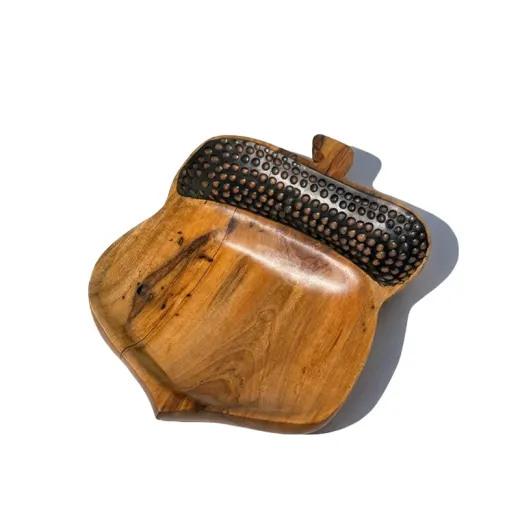 میوه خوری چوبی دست ساز طرح بلوط کیو وود کد 3012 چوب گردو طبیعی