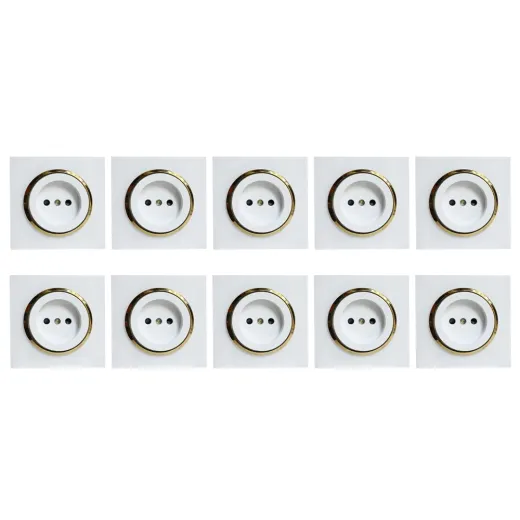پک 10 تایی پریز برق ساده ایران الکتریک مدل اسپادانا زه طلایی - تصویر 1