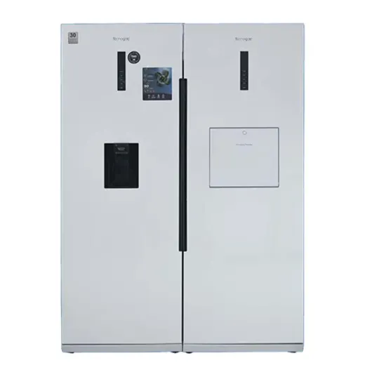 یخچال فریزر دوقلو تاکنوگلد مدل 803R-802F سفید یخساز اتوماتیک بیرونی آبریز اتوماتیک هوم بار