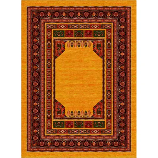 فرش ماشینی مدرن نارسیس طرح ترکمن کد 016 رنگ زمینه دارچینی فاقد خواب