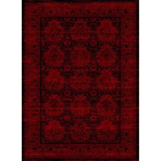 فرش ماشینی مدرن نارسیس طرح ترکمن کد 026 رنگ زمینه لاکی فاقد خواب