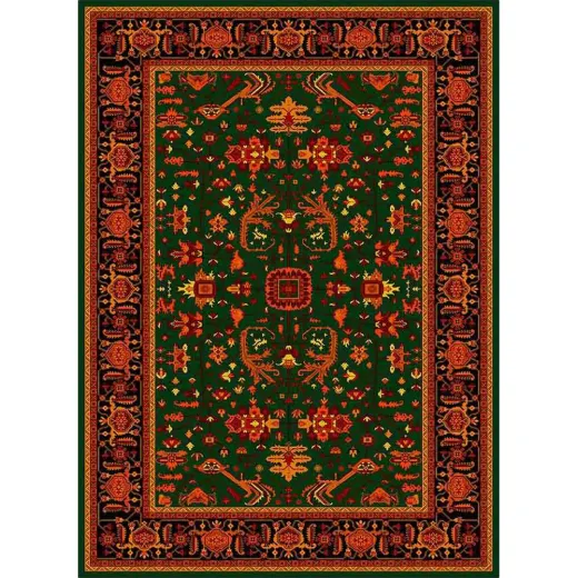 فرش ماشینی مدرن نارسیس طرح ترکمن کد 031 رنگ زمینه لاکی فاقد خواب