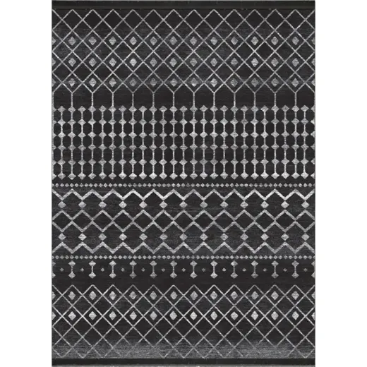 فرش ماشینی مراکشی هانوکس طرح اسمر مشکی کد MHX.009.1