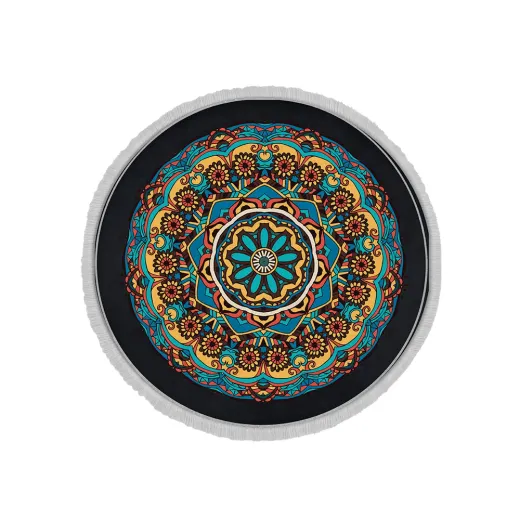 فرش ماشینی گرد هانوکس طرح چشم فیروزه کد IFC.2829.07