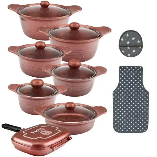 سرویس قابلمه 17 پارچه ام جی اس طرح کره ای D Cherry