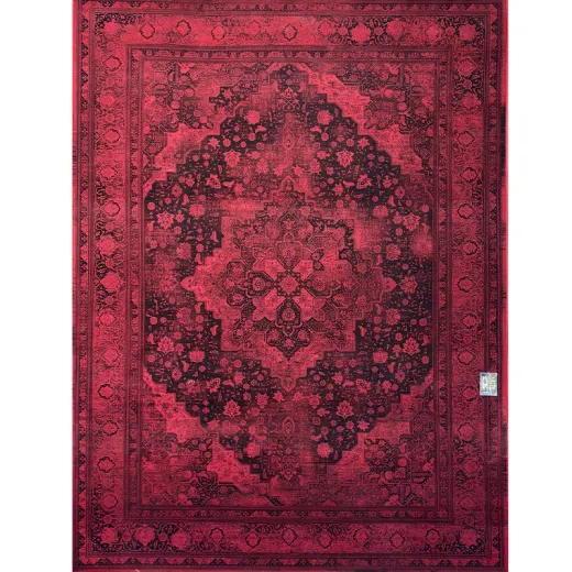 فرش 1200 شانه وزرا تراکم 3600 طرح هریس قاجار رنگ زمینه لاکی
