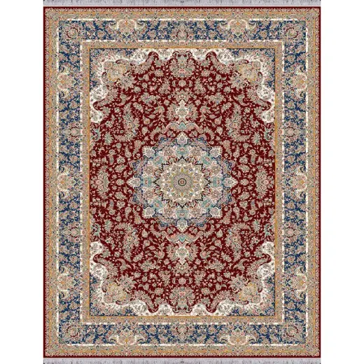 فرش 1500 شانه ابریشم نما آراد تراکم 4500 مدل خطیبی زمینه لاکی