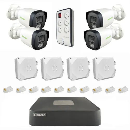 پکیج دوربین مداربسته ۴ کانال ۲ مگاپیکسل IP سیماران مدل IP4CH2MP-212812