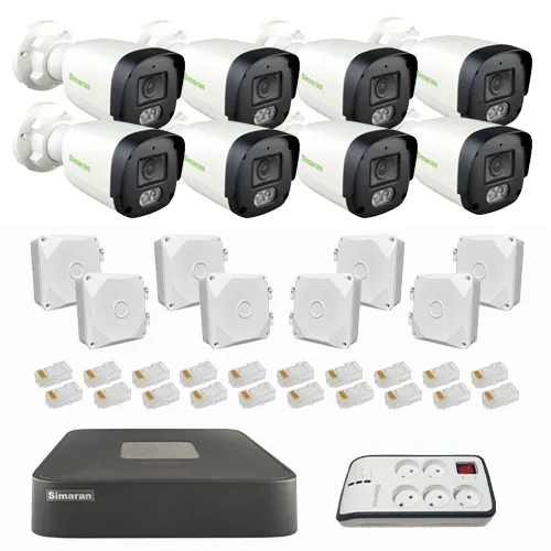 پکیج دوربین مداربسته 8 کانال ۲ مگاپیکسل IP سیماران مدل IP8CH2MP-212813