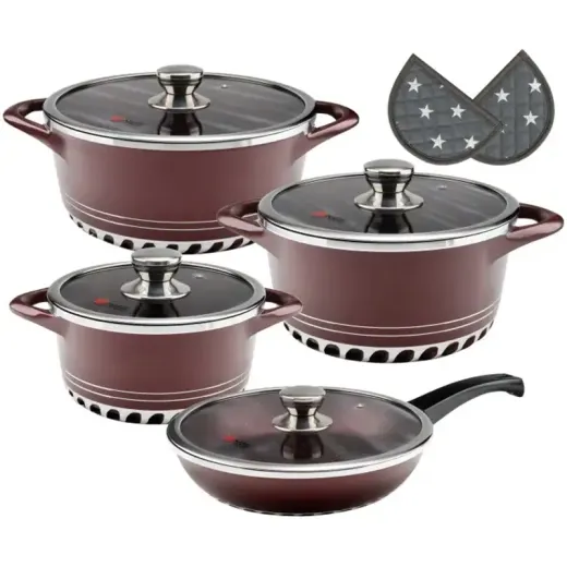 سرویس قابلمه 10 پارچه ام جی اس مدل ایتالیا C Flat Eggplant