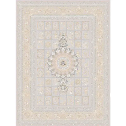 فرش 1200 شانه اکرلیک هایبالک(گل برجسته) شاهرخ تراکم 3600 مدل خشتی زمینه صدفی