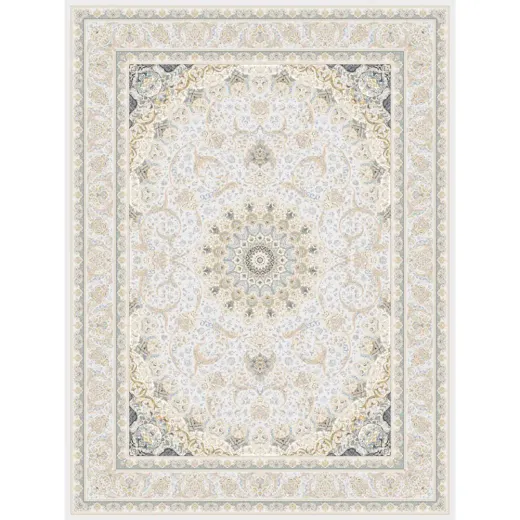 فرش 1200 شانه اکرلیک هایبالک(گل برجسته) شاهرخ تراکم 3600 مدل ناروین زمینه صدفی